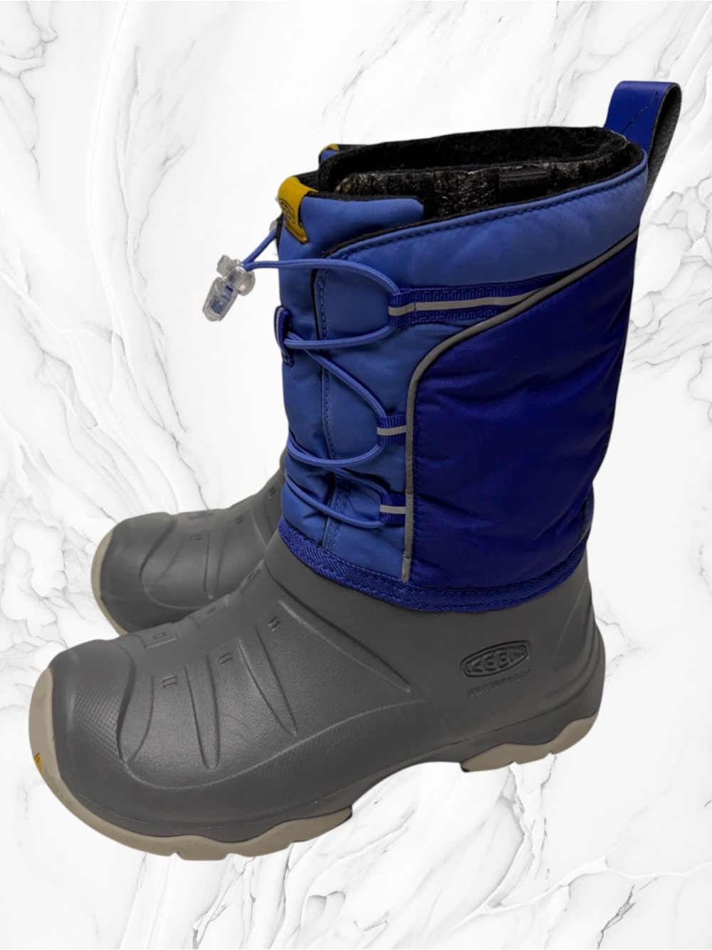 Keen Kids Waterproof Winter kids Boots in Blue and Gray Yellow Accent sz 5